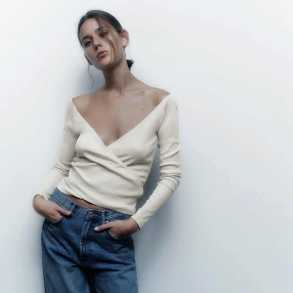 Zara ribbed wrap shirt